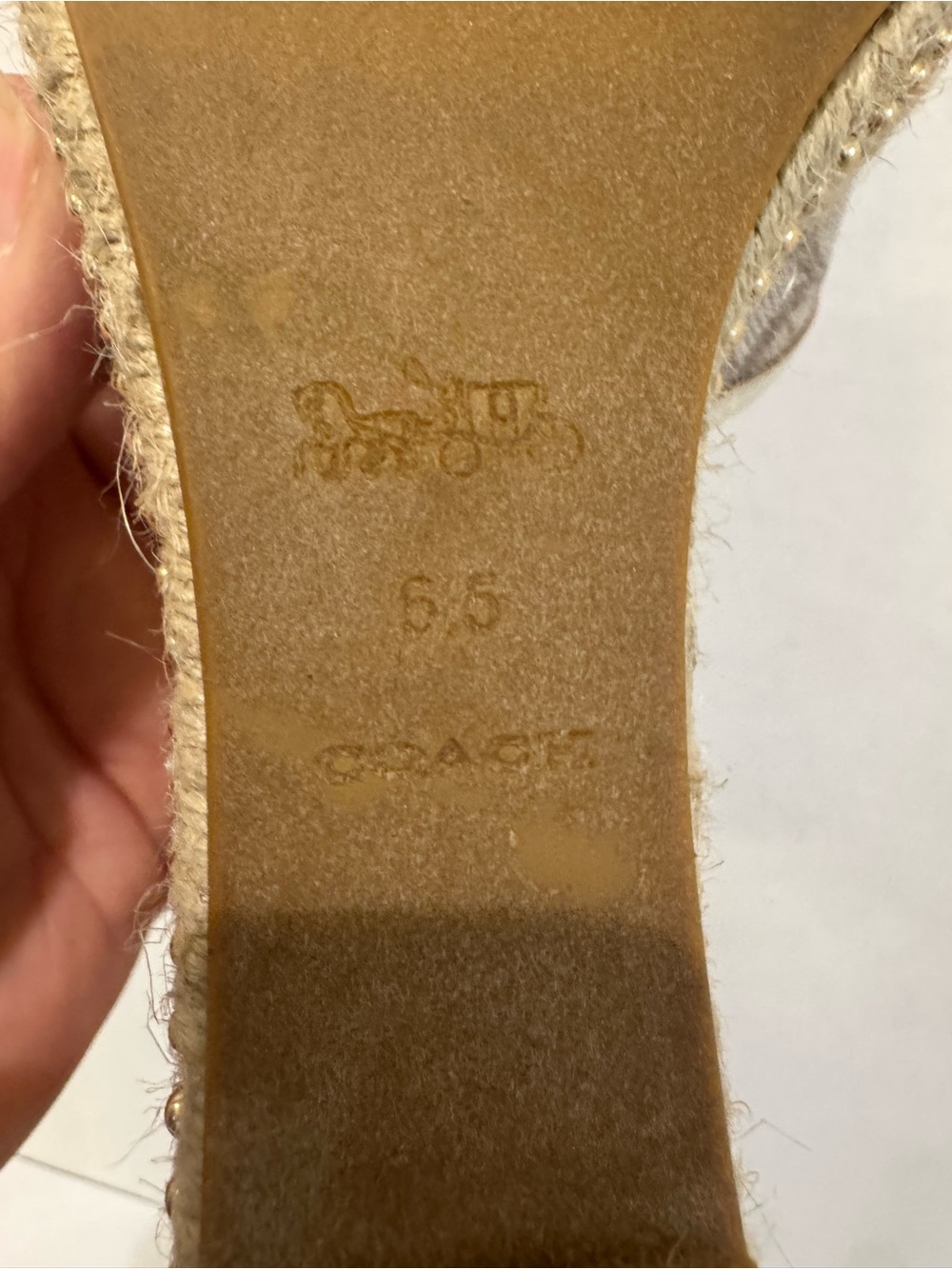 Coach Beige Canvas Logo Espadrille Sandals with Tie Ankle - Picture 9 of 14